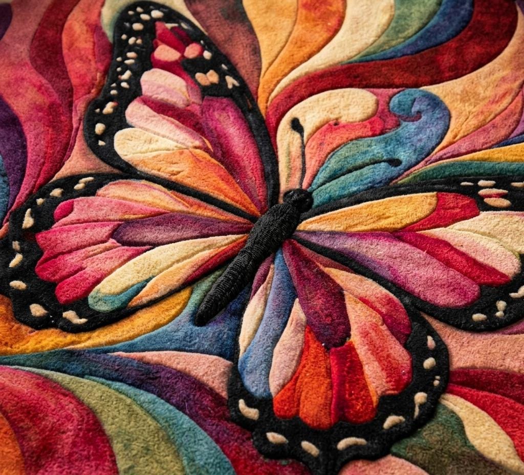 Colorful Butterfly Hand Tufted Rug – 3D Cut Pile Artistic Area Carpet ...