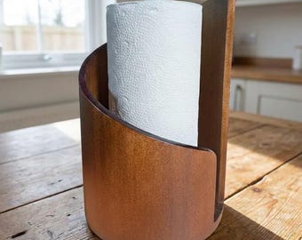 Modern Wooden Paper Towel Holder – One-Hand Tear Kitchen Roll Dispenser
