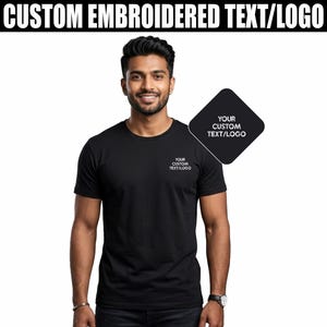 Personalised Embroidered TEXT T Shirt, Custom Logo Workwear Tee, Branded Company Uniform Shirt, Staff Text Embroidery Top, Workwear T-Shirt