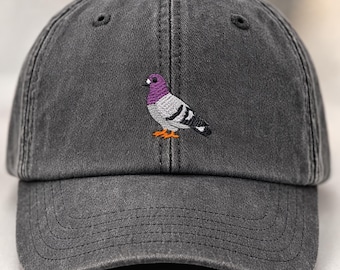 Pigeon Embroidered Hat, Funny Pigeon Dad Baseball Cap, Vintage Dove Hat, Adjustable City Bird Washed Hat, Fathers Day Gift, Birdwatcher Gift