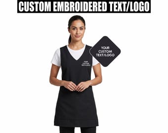 Personalised Embroidered Ladies Wrap Around Tunic Apron, Custom Logo Beauty Spa Nail Salon Uniform, Hairdresser Tabard, Beauty Workwear Top