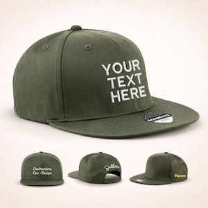 Czapka typu snapback z haftem, czapka z płaskim daszkiem z personalizowanym tekstem lub logo, czapka z monogramem dla taty, prezent na wieczór panieński, czapki unisex z nadrukiem