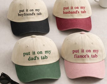 Put It On My Husband’s Tab Hat, Embroidered Fiances Boyfriends Tab Hat, Funny Wedding Humor Gift, Engagement Gift Hat, Sarcastic Wife Gift