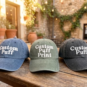 Custom Puff Print Baseball Hat, Personalised Trucker Cap, 3D Puff Text Hat, Custom Cursive Name Cap, Vintage Team Name Hat, Custom Dad Hat
