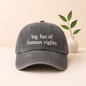 Broderad keps för stort fan av mänskliga rättigheter, basebollkeps för social rättvisa, unisex jämställdhetskeps, anti-Trump politiskt uttalandekeps, feministisk gåva