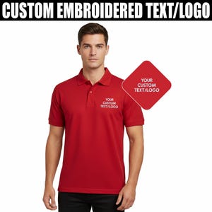 Koszulka polo z haftem, spersonalizowana koszulka robocza z logo/tekstem, koszulka polo z monogramem firmowym, markowa koszula pracownicza, koszula robocza