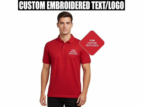 Custom Embroidered Polo Shirt, Personalised Logo/Text Workwear Top, Monogram Company Uniform Polo Shirt, Branded Staff Shirt, Workwear Shirt