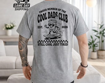 Maglietta divertente per papà, maglietta del Cool Dads Club, maglietta retrò con skateboard e caffè per papà, maglietta regalo per la festa del papà, regalo di compleanno per neo papà, regalo per lui/marito