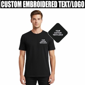 Custom Embroidered TEXT T Shirt, Personalised Logo Workwear Top, Branded Company Uniform Shirt, Staff Monogram Business Tee, Workwear Shirt
