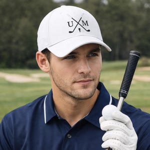 Aangepaste golfpet voor mannen, hoed met gepersonaliseerde geborduurde initialen, honkbalhoed golfvader, hoed golfaccessoires, hoed golfaccessoires, golfcadeau, golfclubcadeaus