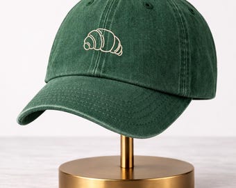 Croissant Embroidered Cap, French Pastry Baseball Cap, Trendy Croissant Dad Hat, French Food Lovers Womens Hat, Gift for Croissant Lovers