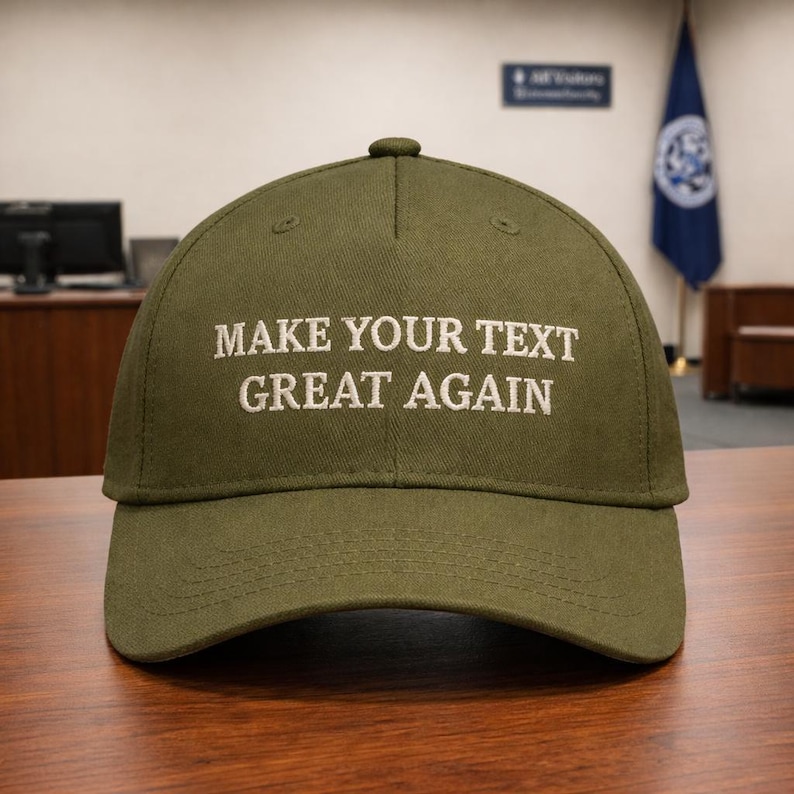 Make Your Text Great Again Hat, Custom Embroidered MAGA Baseball Cap, Funny Political Parody Dad Gift Hat, Personalised Womens Trump Red Hat image 6