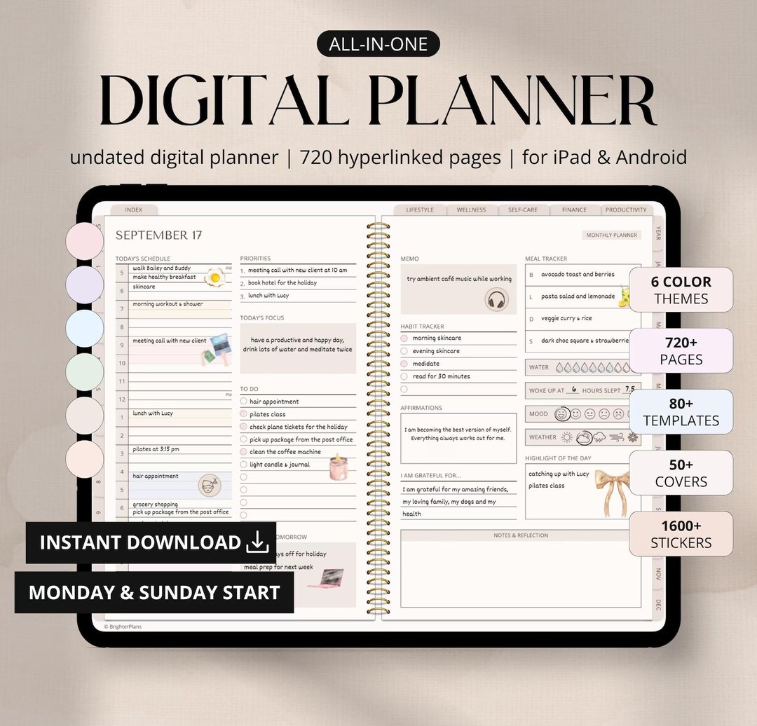 2026 Digital Planner for iPad | Undated Hyperlinked Planner | Goodnotes ...