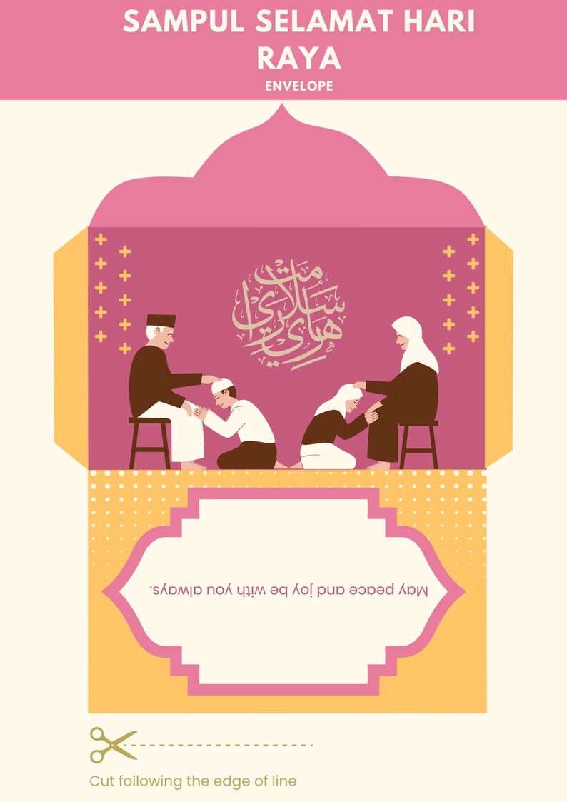 Printable Raya Envelopes Sampul Duit Raya Printable Eid Money Envelope Islamic Cash Envelope ...
