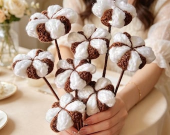 Crochet Cotton Flower Bouquet Pattern, Easy Beginner PDF Tutorial, DIY Farmhouse Decor, Handmade Cotton Balls, Instant Download