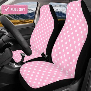 Pink Polka Dot Car Seat Covers Full Set: Retro Auto Interior Protection