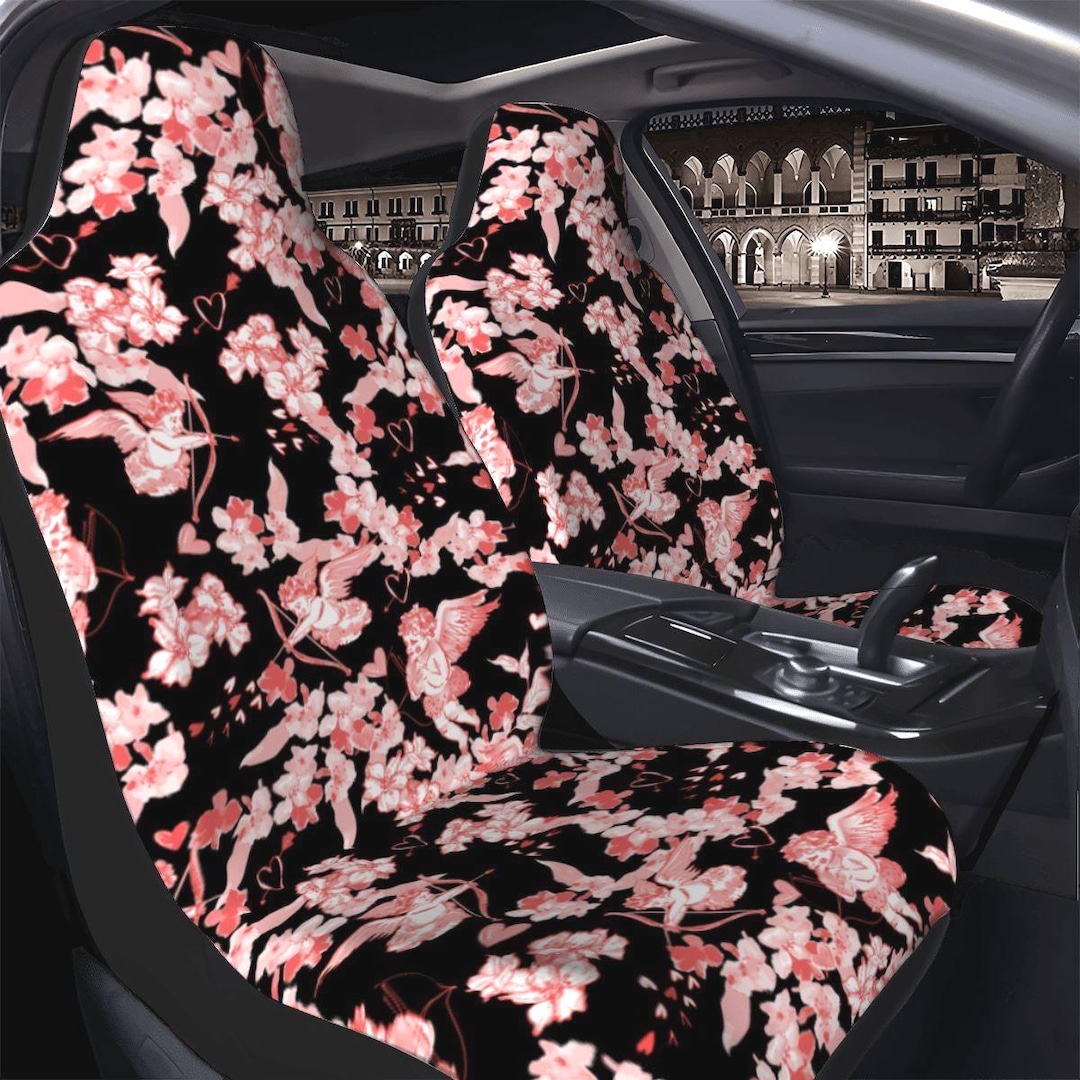 Pink Floral Car Seat Covers: Romantic Cupid Auto Decor (2 PACK) - Etsy