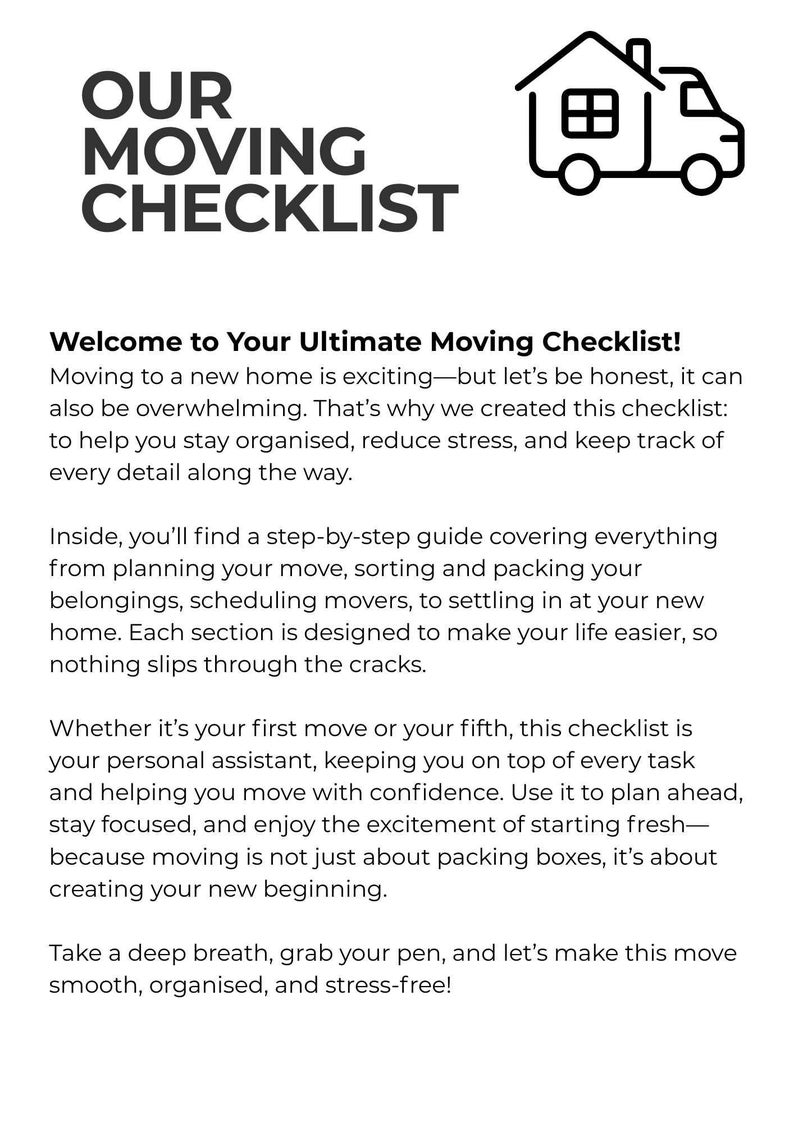 Moving Checklist Printable, Ultimate Home Moving Planner, Stress-free ...