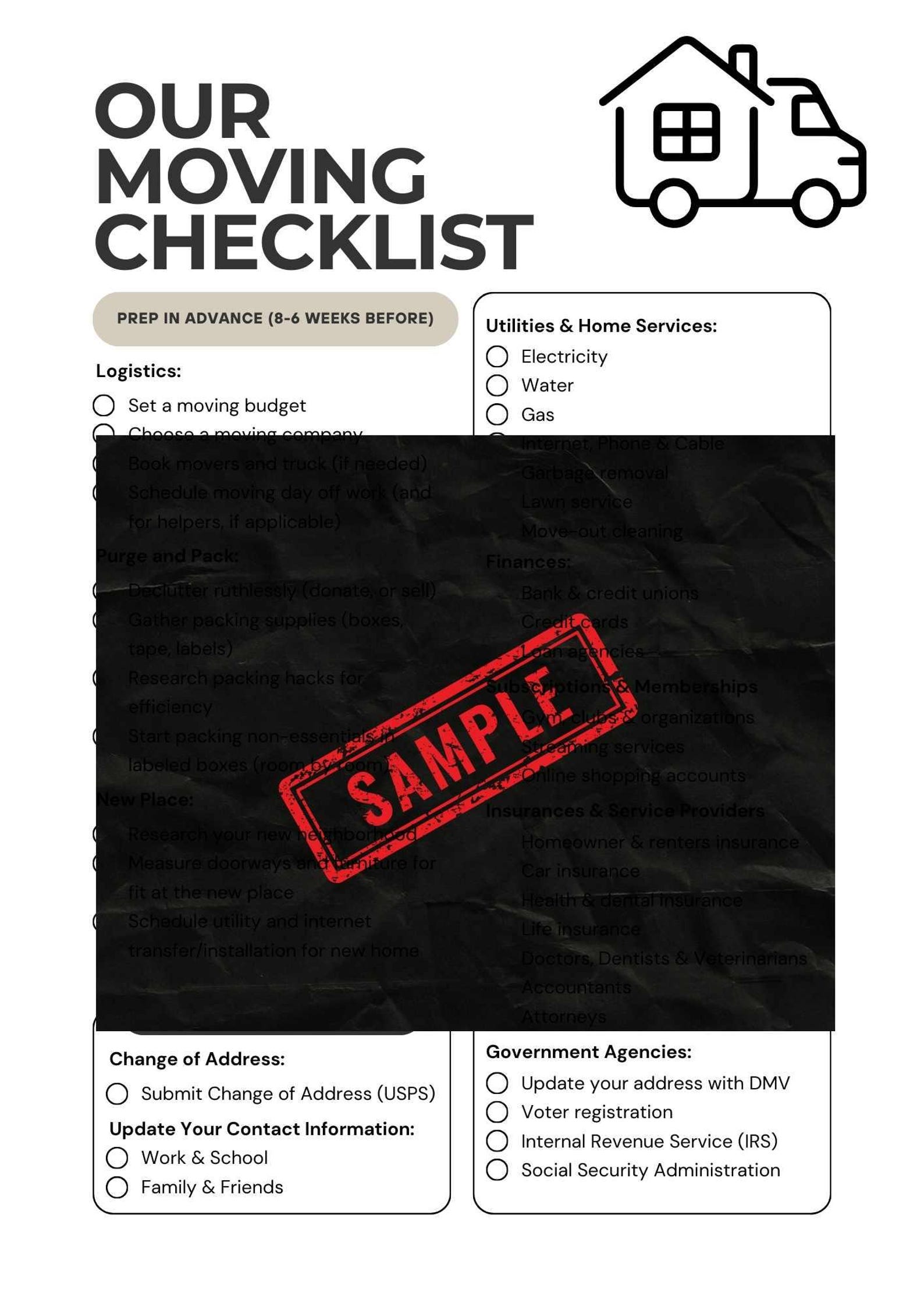 Moving Checklist Printable, Ultimate Home Moving Planner, Stress-free ...