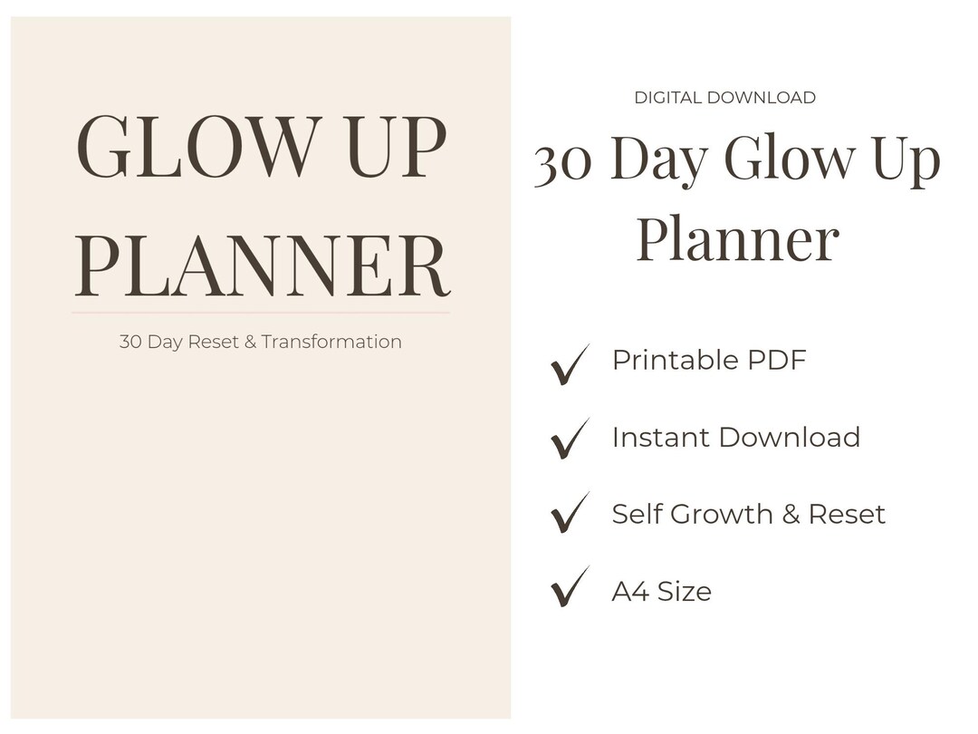30 Day Glow up Planner | Confidence & Habit Reset (A4 Digital Download ...