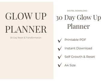 30 Day Glow Up Planner | Confidence & Habit Reset (A4 Digital Download)