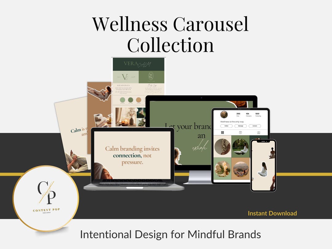 Wellness Instagram Carousel Template Bundle | Canva Social Media Kit ...