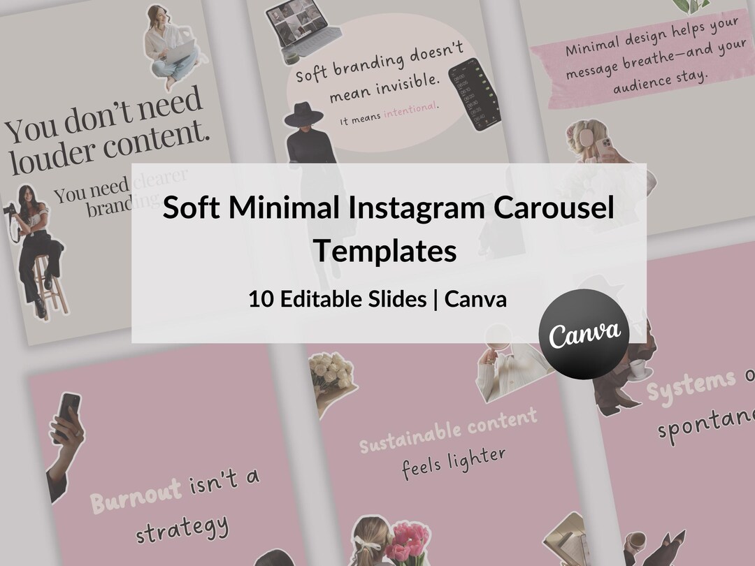 Soft Minimal Instagram Carousel Templates Canva | Neutral Social Media ...