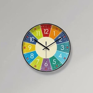 Bunte Lernuhr | Kinder Zeitlehrer Wanduhr | Kinder-Schlafzimmer-Dekor
