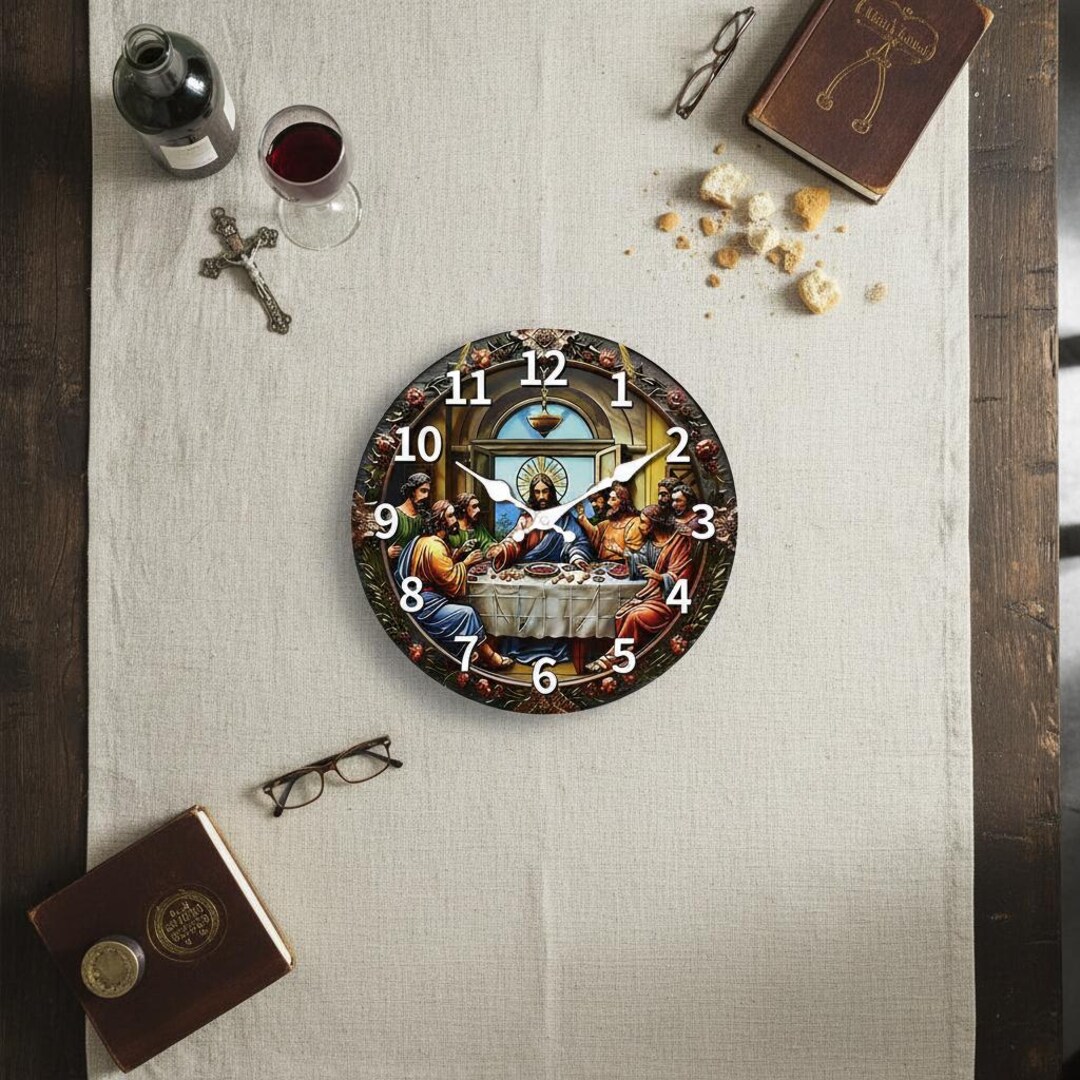 Last Supper Wall Clock | Christian Religious Art Decor | 3D Sculpted ...