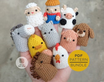 PDF PATTERN - Farm Crochet Finger Puppet set