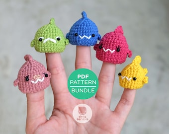 PDF PATTERN - Shark Family Finger Puppet