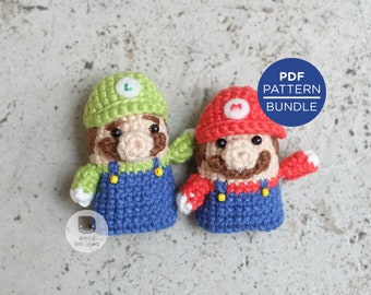 PDF PATTERN - Mario and Luigi Crochet Finger Puppet