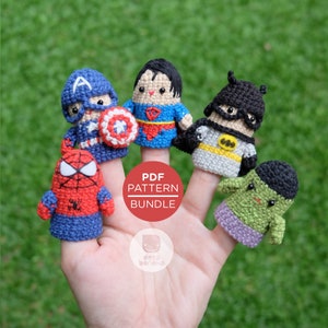 PDF PATTERN - Superhero Crochet Finger Puppet