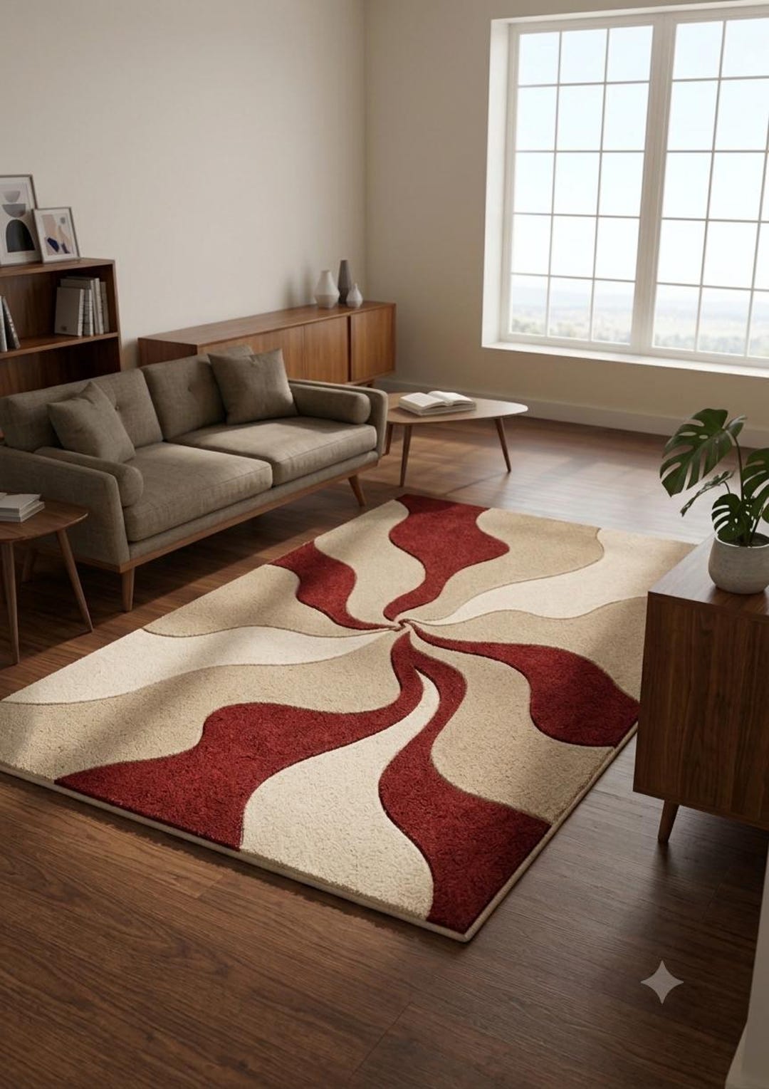 Area Tuft Rug Hand-Tufted Wool Abstract Area Rug, Modern Bedroom Living Room Carpet ...