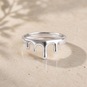 Silver Dripping Ring – Bold Sculptural Statement Ring | Artistic Modern Jewelry | Gift for Her | Gol Dripping Ring | Drip Ring
