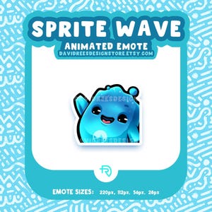 Emote animado de ola de espíritu acuático – Gráfico para streamers de Twitch, YouTube, Kick y Discord (Descarga digital)