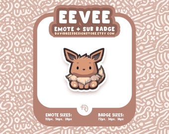 Emote e emblema de sub do Eevee – Gráficos para streamers do Twitch, YouTube, Kick e Discord (Download digital)