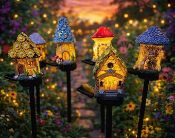 Lámpara solar de jardín con forma de hongo/Lámpara LED de estaca para exteriores