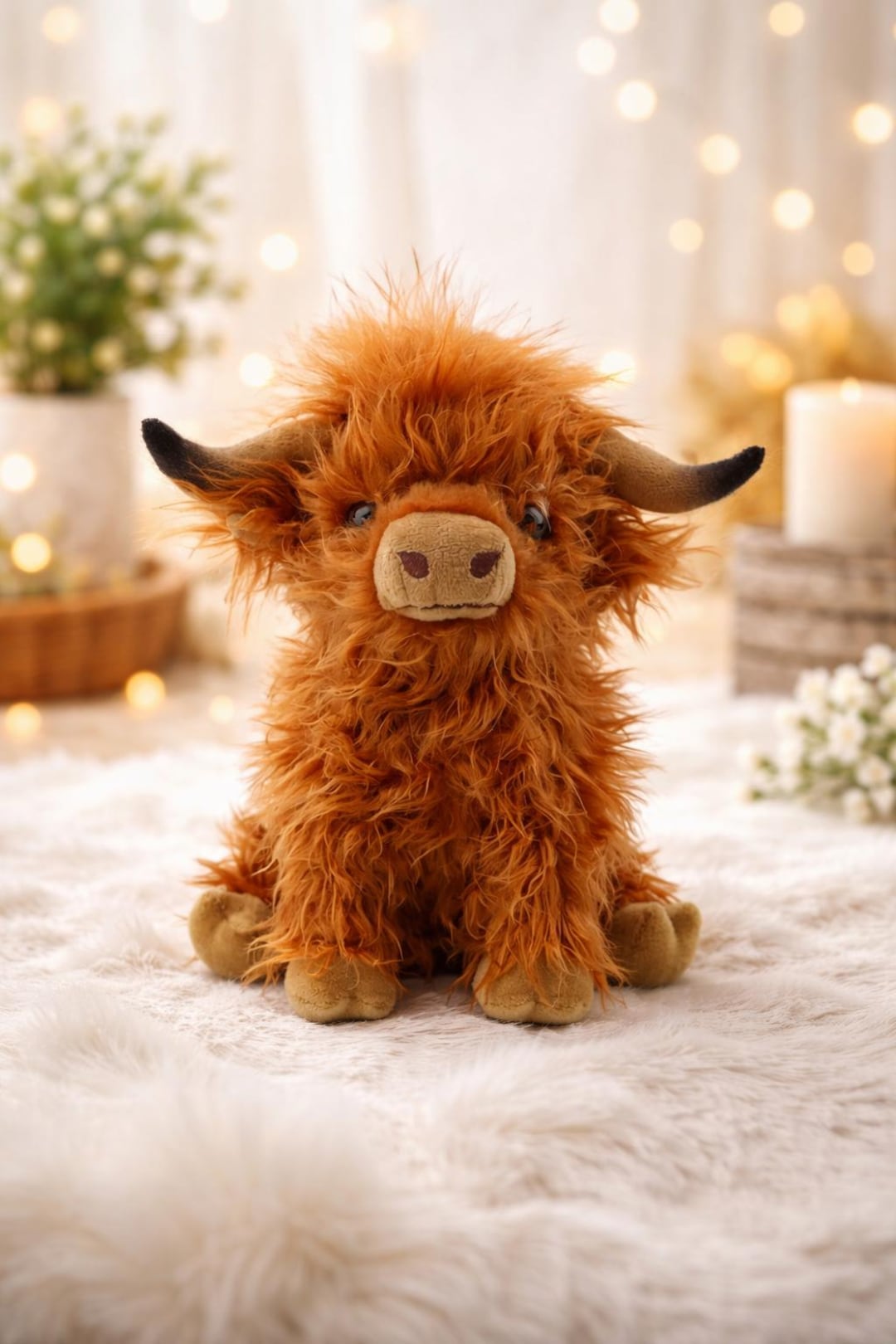 Fluffy Highland Cow Plush Toy – Scottish Farm Stuffed Animal – Shaggy ...