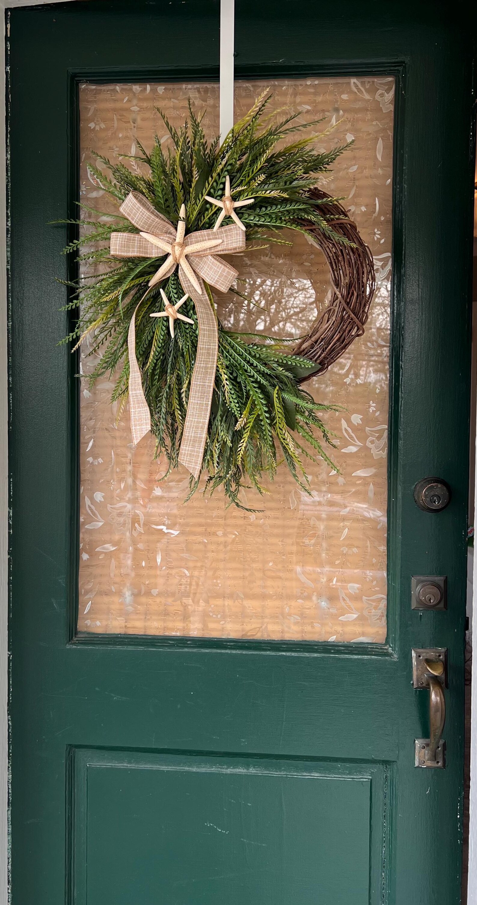Coastal Farmhouse Wreath With Starfish, Beach Front Door Decor ...