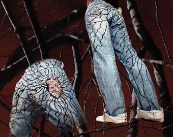 古着をリメイクしたジーンズ