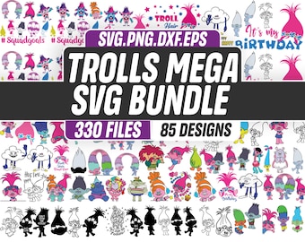 Trolls SVG Bundle, Trolls PNG, Trolls Clipart Bundle, Cricut Silhouette, Trolls Birthday Clipart Sublimation Shirt, Topper, Instant Download