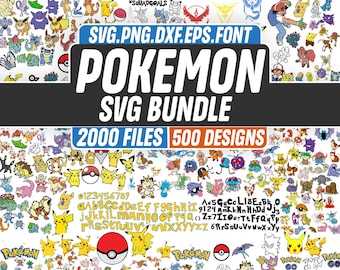 2000+ Pokemon SVG Bundle, Pokemon Font, Layered Vector Files for Cricut & Silhouette, Pikachu, Pokemon Birthday Party DIY, Digital Download