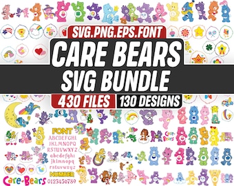 Care Bears SVG Bundle | 130 Cute Bears PNG EPS Font Set | Retro Cartoon Bear Clipart for Cricut Shirt Design
