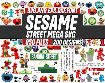 950+ Files Sesame Street Mega SVG Bundle,Street Monsters Characters Layered SVG, Cricut Cut File, Silhouette Clipart, Instant Download