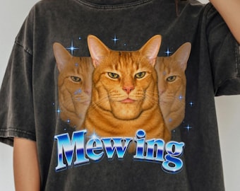 T-shirt Miaou, T-shirt Chad Meme, T-shirt Brainrot, T-shirt Chat Rigolo, T-shirt Mème Viral Internet, Couleurs Confort, T-shirt Brainrot Italien, T-shirt Cadeau Gag