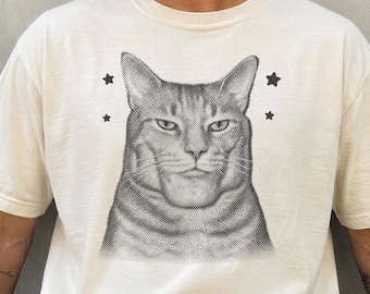 T-shirt à motif de chat, T-shirt « Brainrot », T-shirt chat rigolo, T-shirt à motif viral, Couleurs confortables, T-shirt « Brainrot italien », T-shirt cadeau humoristique, T-shirt à motif Chad
