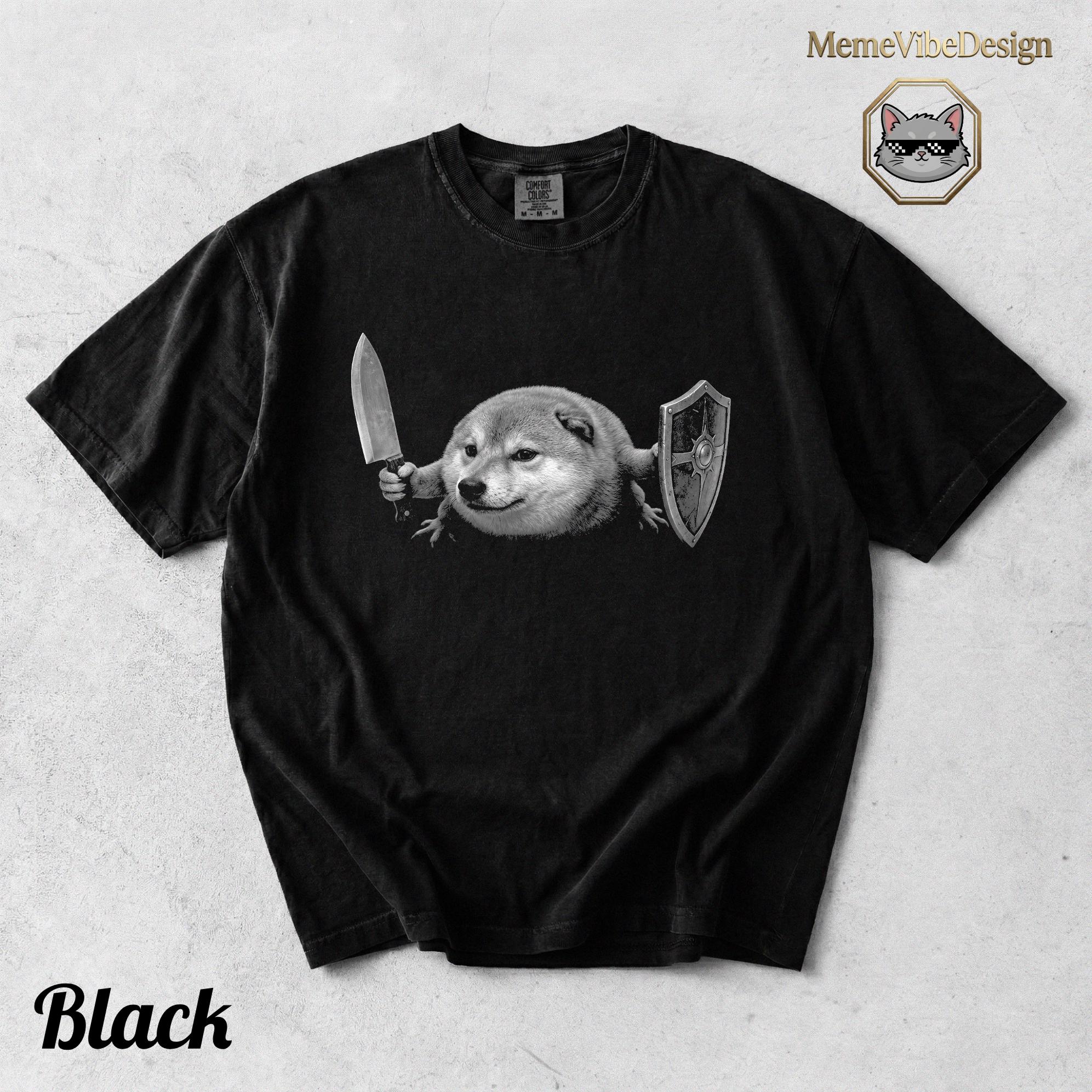 Funny Doge Meme Cheems Shirt, Chinese Frog Doge Holding Sword and ...