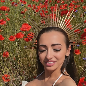 Halo crown. Gold Halo Headpiece, Goddess Crown Halo Jewellery Crown Tiara, Met gala crown, Bridal headpiece, Wedding boho crown, Fairy crown
