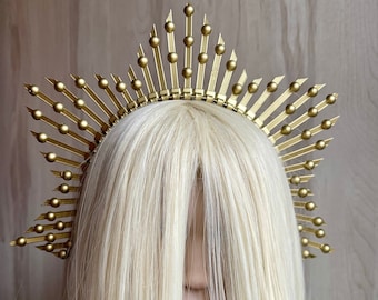 Halo Crown, Sunburst Crown, Embellished Customizable, Gold  display picture 2